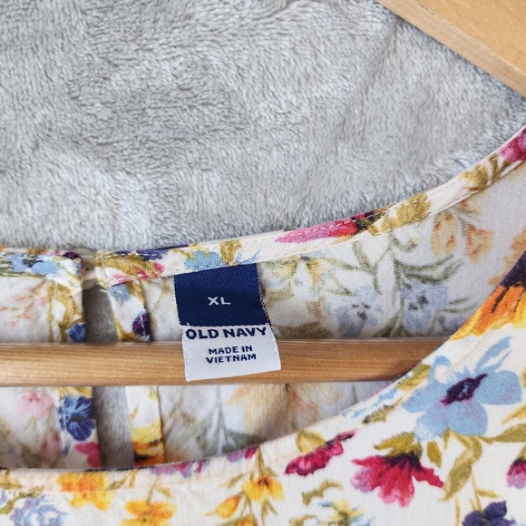 Old Navy Dress Womens Size XL Puff Sleeve Cottage Floral All Day Swing Pockets - Picture 6 of 10